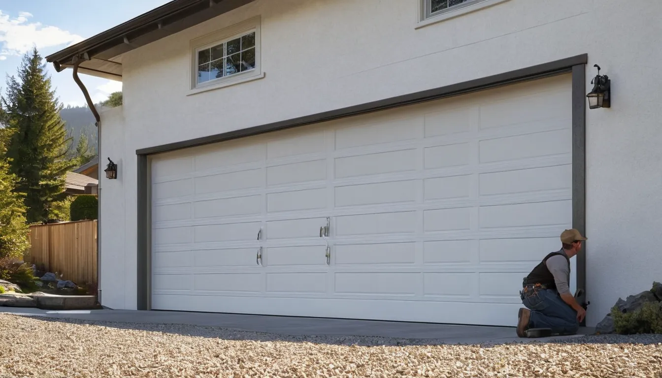 A local garage door provider checking the track of a residential garage door in West Jordan